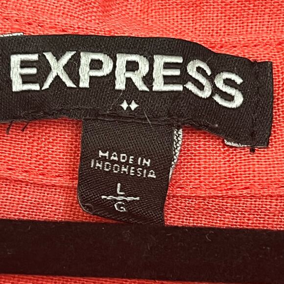 EXPRESS Women's Top Size Large Orange Linen Blend Button Down Long Sleeve - Picture 9 of 11